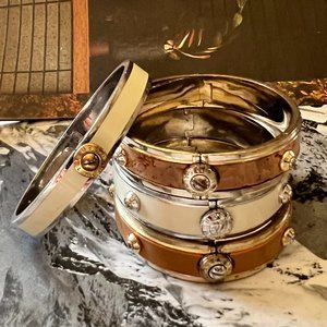 Henri Bendel Bangle SET: Enamel, Leather, Cork